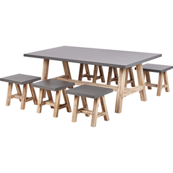 TONNARE - Tuinset 6-zits - Grijs - Beton/Acaciahout