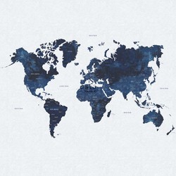 ESTAhome fotobehang vintage wereldkaart blauw