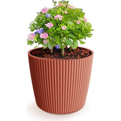 Prosperplast Plantenpot/bloempot Buckingham - kunststof - steenrood - 29 x 26 cm - Plantenpotten