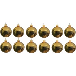 12x Glazen kerstballen glans goud 10 cm kerstboom versiering/decoratie - Kerstbal