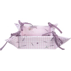 Clayre & Eef Broodmand  35x35x8 cm Paars Wit Katoen Lavendel Cadeau keuken