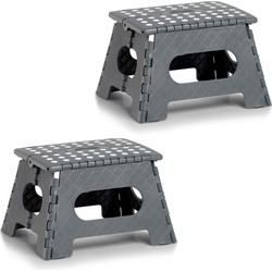 Zeller Opvouwbaar opstapje/opstapkrukje - 2x - 35 x 22cm - Donkergrijs - Huishoudkrukjes