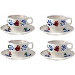 Boerenbont Kop en schotel stapelbaar 200ml - set van 4 stuks