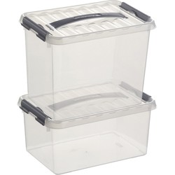 2x Kunststof stapelbare opbergbak 6 en 9 liter 30 cm - Opbergbox