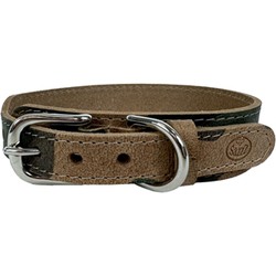 SAZZZ HALSBAND HOND BOHO VINTAGE LEER CAMOUFLAGE 42-50X3,5 CM