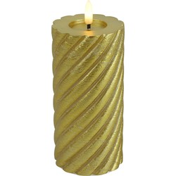 Countryfield LED kaars/stompkaars - goud - D7,5 x H15 cm - timer - LED kaarsen