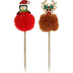 Pen With Xmas Design 25 cm 4ass