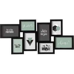 Decopatent® Fotolijst Collage voor 8 Foto's van 10x15 & 12x8 Cm - Fotolijsten - Fotolijstje met 8 fotokaders - 65x2.6x32 Cm Zwart