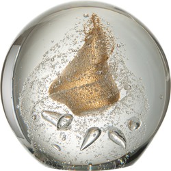 J-line - Presse Papier Bubbel Glas Goud Extralarge - 17x17x17cm