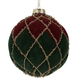 Clayre & Eef Kerstbal Ø 10x10 cm Rood Groen Glas