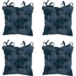 Madison -  Zitkussen Toscane Circle blue - Ca. 46x46 cm - Set van 4