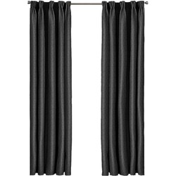 Larson - Luxe geweven blackout gordijn - met haken - 3m x 2.5m - Zwart