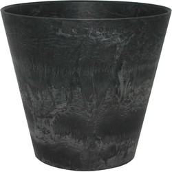 Plantenpot/bloempot in een natuursteen look Dia 32 cm en Hoogte 29 cm zwart - Plantenpotten