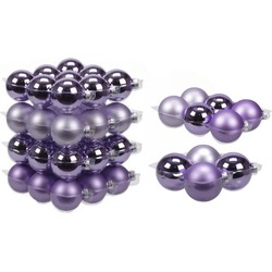 46x stuks glazen kerstballen amethyst paars 6, 8 en 10 cm mat/glans - Kerstbal