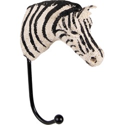 Clayre & Eef Wandhaak Zebra 5x10x18 cm Zwart Wit Papier Ijzer Textiel Kapstok