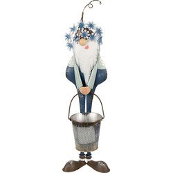 Clayre & Eef Decoratie Beeld Kabouter Blauw Wit Metaal