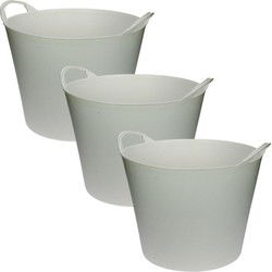Flexibele emmer/wasmand/kuip - 3x - wit - 42 liter - Opbergmand - Wasmanden