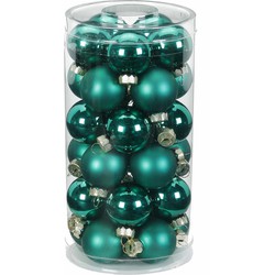 30x Donkergroene kleine glazen kerstballen 4 cm glans en mat - Kerstbal
