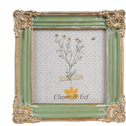 Clayre & Eef Fotolijst 10x10 cm Groen Kunststof Glas Fotokader