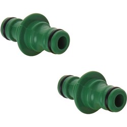 Set van 2x stuks tuinslang koppelstukken groen 5,5 cm - Tuinslangaccessoires