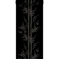Origin behang bamboe mat zwart en grijs