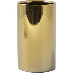 Spirella Badkamer drinkbeker/tandenborstelhouder Sienna - porselein - glans goud - 7 x 11 cm - Tandenborstelhouders