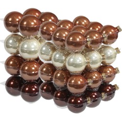 52x stuks glazen kerstballen natuurtinten (opal natural) 6 en 8 cm glans - Kerstbal