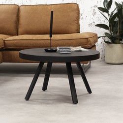 Blackster Salontafel Rond Zwart Ø74 cm Industrieel Teakhout