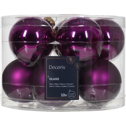 Kerstbal glas d6 cm violet ass 10st kerst