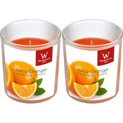Trend Candles Geurkaars - 2x - in glas - Sinaasappel aroma - 8 uren - geurkaarsen