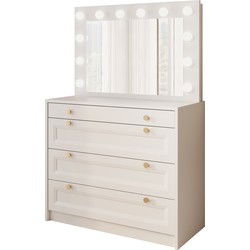 Meubella - Kaptafel Rumble - Wit - 90 cm - Met spiegel
