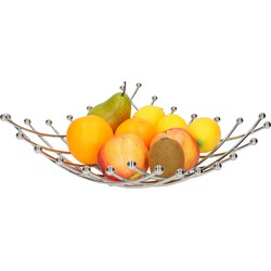 Fruitmand/fruitschaal chroom vierkant 32 x 32 cm - Fruitschalen