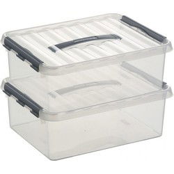 Sunware opbergbox - 2x - transparant - 12L - 40 x 30 x 14 cm - Opbergbox