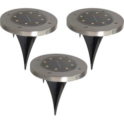 Set van 16x stuks solar tuinlamp/prikspot grondspot op zonne-energie 14 cm - Grondspotjes