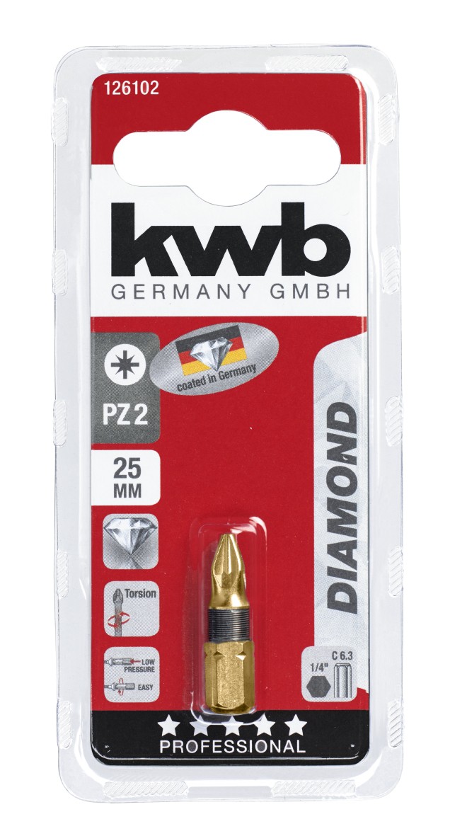 Bit Diamond 25 mm pozidrive Nr. 2 kaart - Eurofix - 