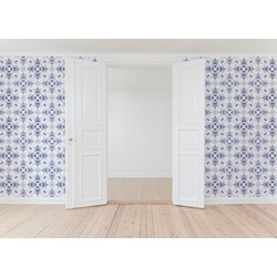 Behang - Bijen Patroon Blauw- 300x250cm - House of Fetch