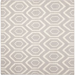 Safavieh Contemporary Indoor Flatweave Area Rug, Dhurrie Collection, DHU556, in Grey & Ivory, 183 X 183 cm