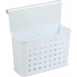 PlasticForte Badkamerrekje - wit/blauw - opbergmandje - 26x24 cm - Opbergmanden