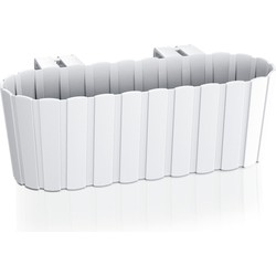 Balkon plantenbak/bloembak - met haken - kunststof - wit - 38 cm - Plantenbakken