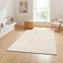 Laagpolig Vloerkleed Theora - Japandi bubbelpatroon - creme - 80 X 150 CM