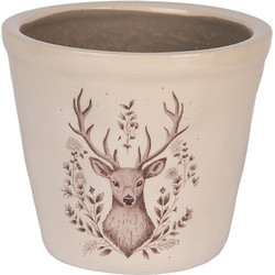 Clayre & Eef Bloempot Ø 12x11 cm Beige Keramiek Hert
