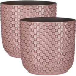 Mica Decorations Plantenpot - 2x - keramiek - roze - D17 x H16 cm - Plantenpotten