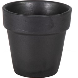 Mega Collections Plantenpot - keramiek - mat zwart - D15 x H15 cm - Plantenpotten