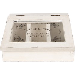 Clayre & Eef Theedoos 18x16x9 cm Wit Hout