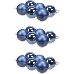 18x stuks glazen kerstballen blauw (basic) 8 cm mat/glans - Kerstbal