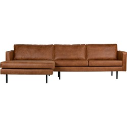 BePureHome Rodeo Chaise Longue Links - Leer - Cognac - 85x300x86