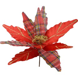 Clayre & Eef Kunstbloem Kerstster Ø 39x24 cm Rood Kunststof