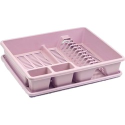 Plasticforte Afwas afdruiprek - roze - kunststof - 48 x 38 x 9 cm - met lekbak - huis/camping - Afdruiprekken