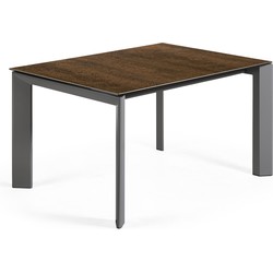 Kave Home - Axis uitschuifbare tafel van porselein en poten in donkergrijs, 140 (200) cm