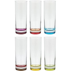 Set van 6x stuks longdrink glazen Colori 310 ml van glas - Longdrinkglazen